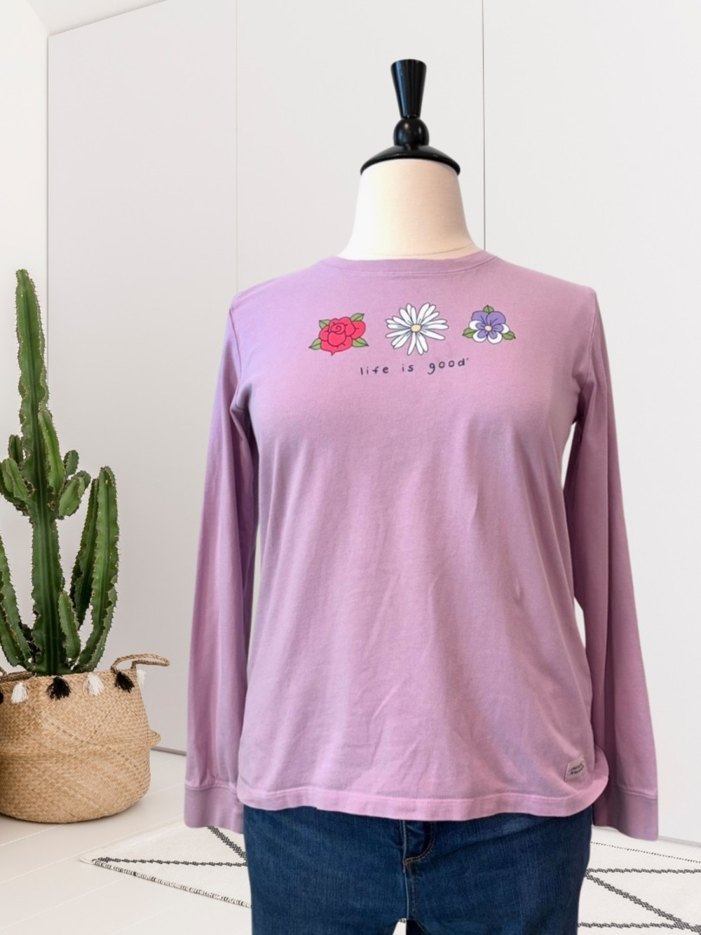 Life is Good Women’s Crusher Floral Flower Long Sleeve T-Shirt Tee